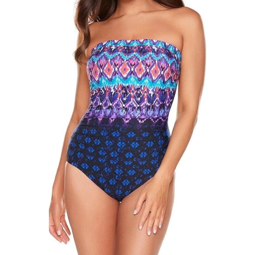 NWT Miraclesuit Avanti Convertible Bandeau 1pc Swimsuit Midnight Blue Size 16